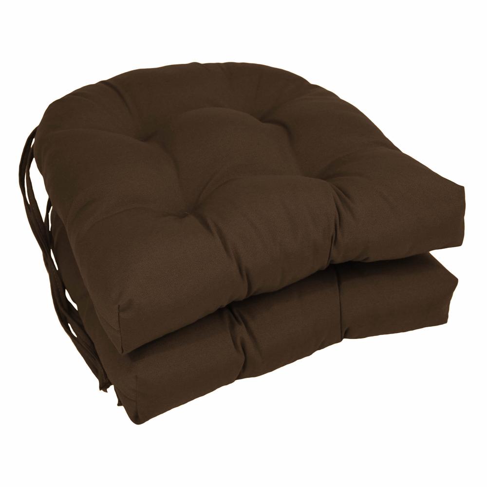 16-inch Solid Twill U-shaped Tufted Chair Cushions (Set of 2). Picture 1