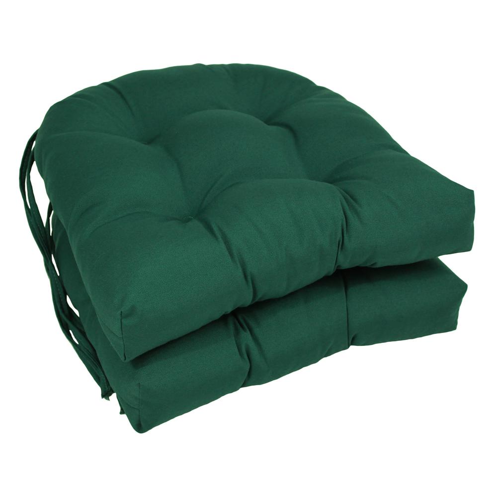 16-inch Solid Twill U-shaped Tufted Chair Cushions (Set of 2). Picture 1