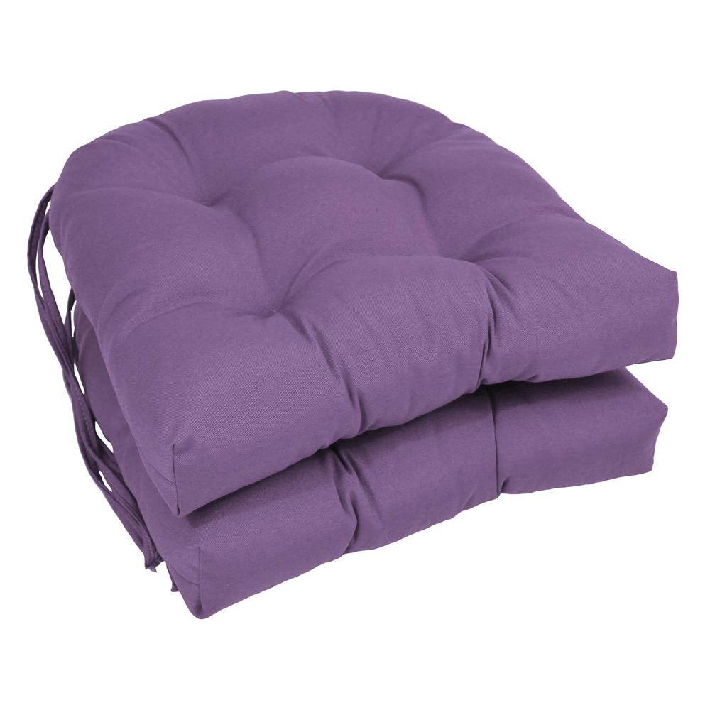 16-inch Solid Twill U-shaped Tufted Chair Cushions (Set of 2). Picture 1