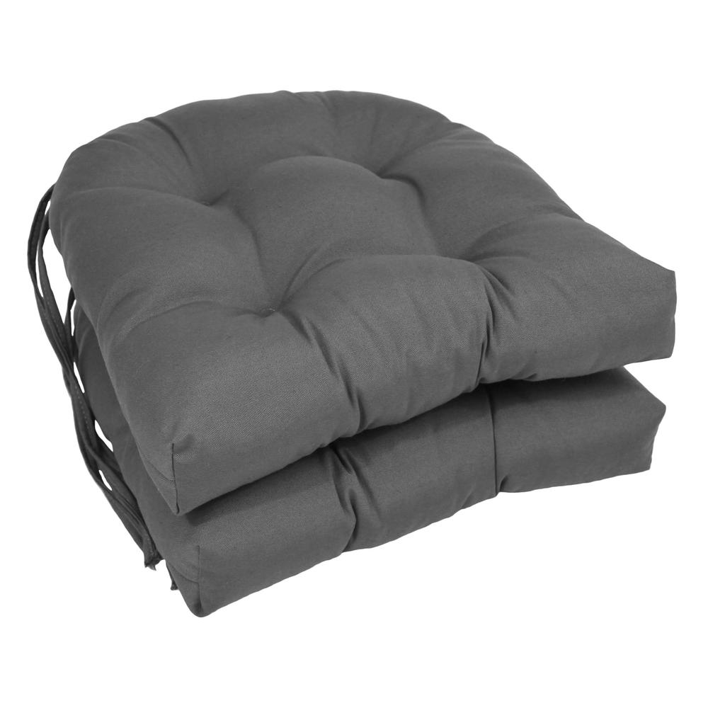 16-inch Solid Twill U-shaped Tufted Chair Cushions (Set of 2). Picture 1