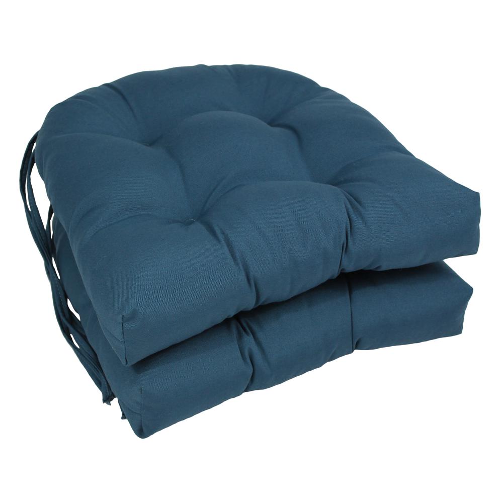 16-inch Solid Twill U-shaped Tufted Chair Cushions (Set of 2). Picture 1
