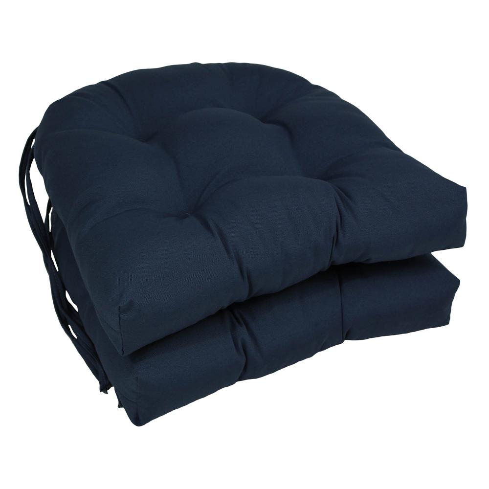 16-inch Solid Twill U-shaped Tufted Chair Cushions (Set of 2). Picture 1
