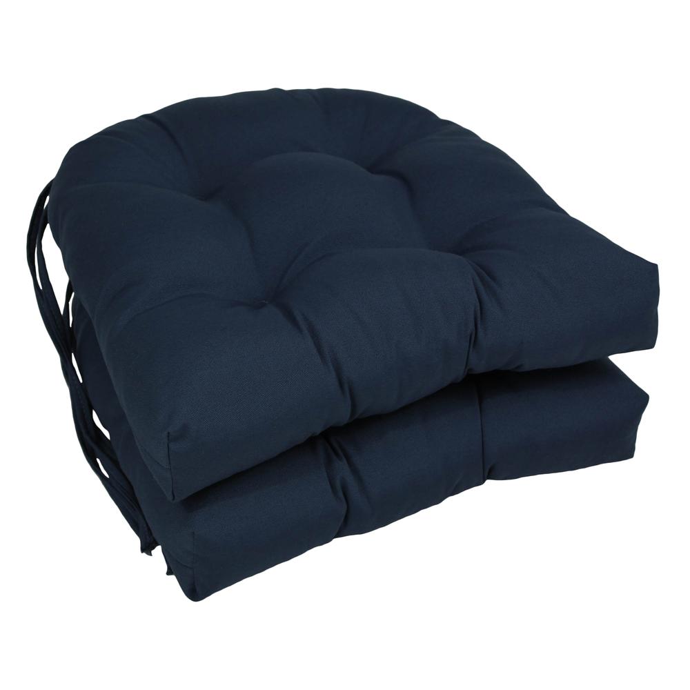 16-inch Solid Twill U-shaped Tufted Chair Cushions (Set of 2). Picture 1