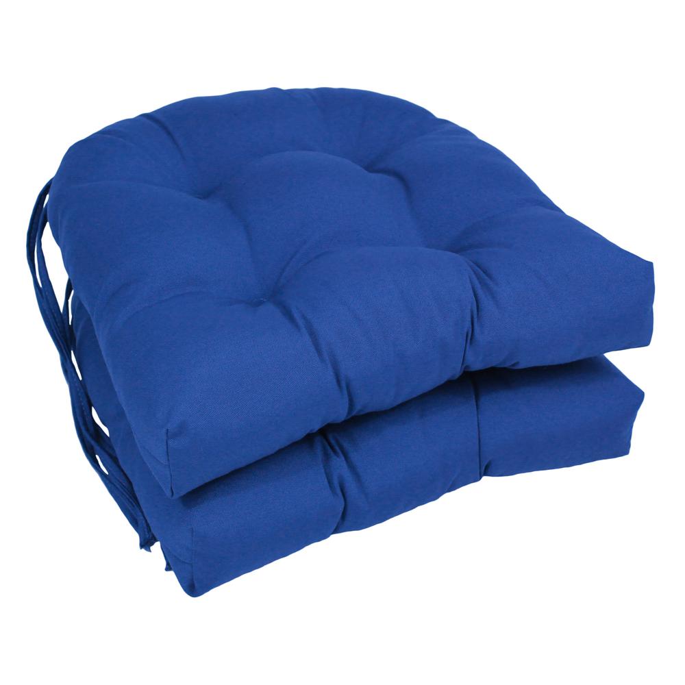 16-inch Solid Twill U-shaped Tufted Chair Cushions (Set of 2). Picture 1