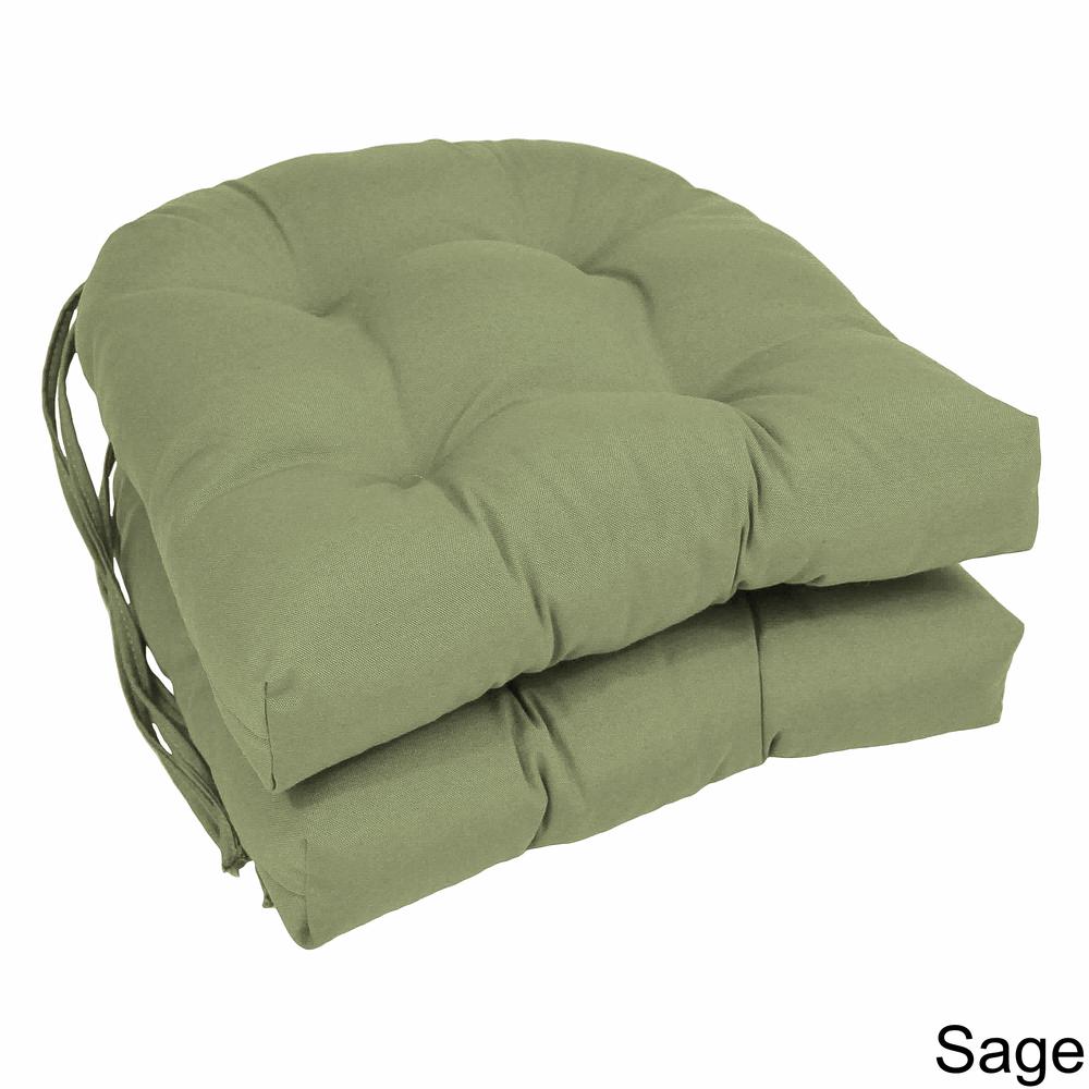16-inch Solid Twill U-shaped Tufted Chair Cushions (Set of 2). Picture 1