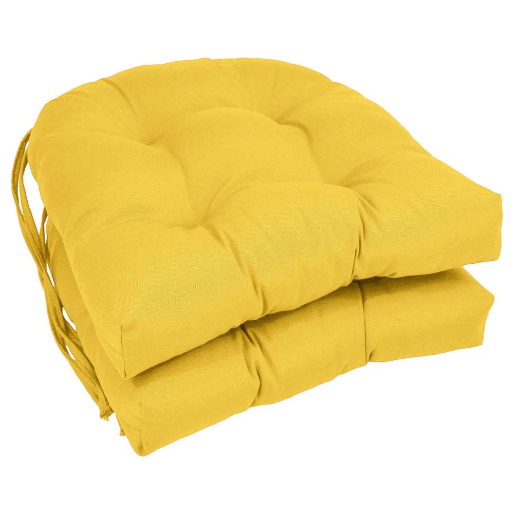 16-inch Solid Twill U-shaped Tufted Chair Cushions (Set of 2). Picture 1