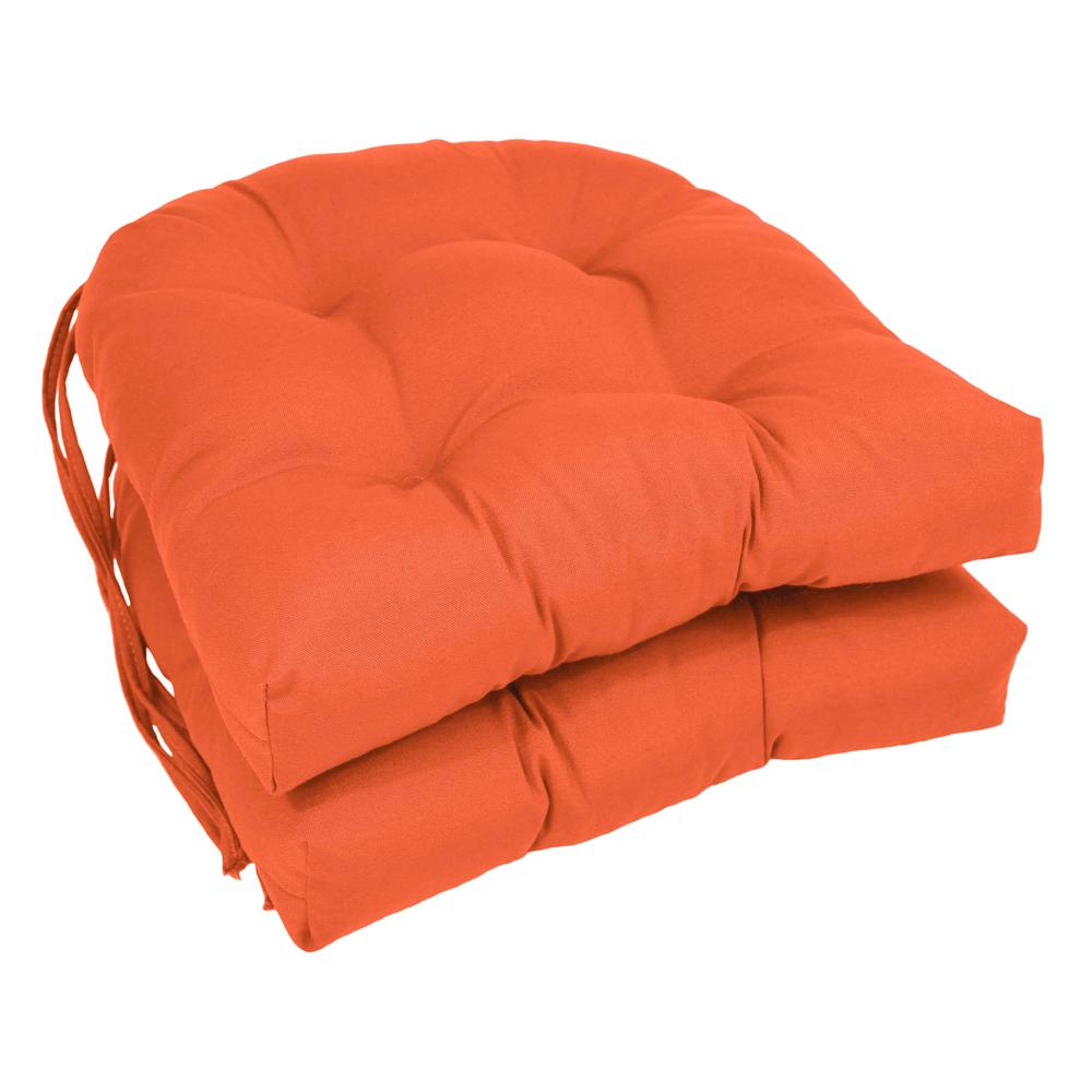 16-inch Solid Twill U-shaped Tufted Chair Cushions (Set of 2). Picture 1