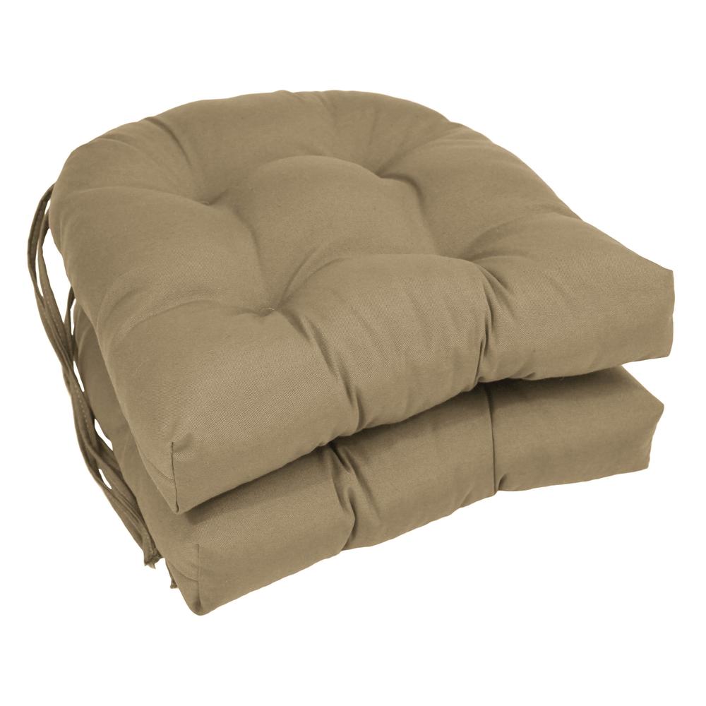 16-inch Solid Twill U-shaped Tufted Chair Cushions (Set of 2). Picture 1