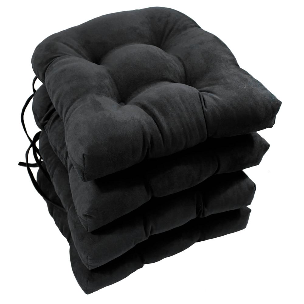 16-inch Solid Micro Suede U-shaped Tufted Chair Cushions (Set of 4). Picture 1