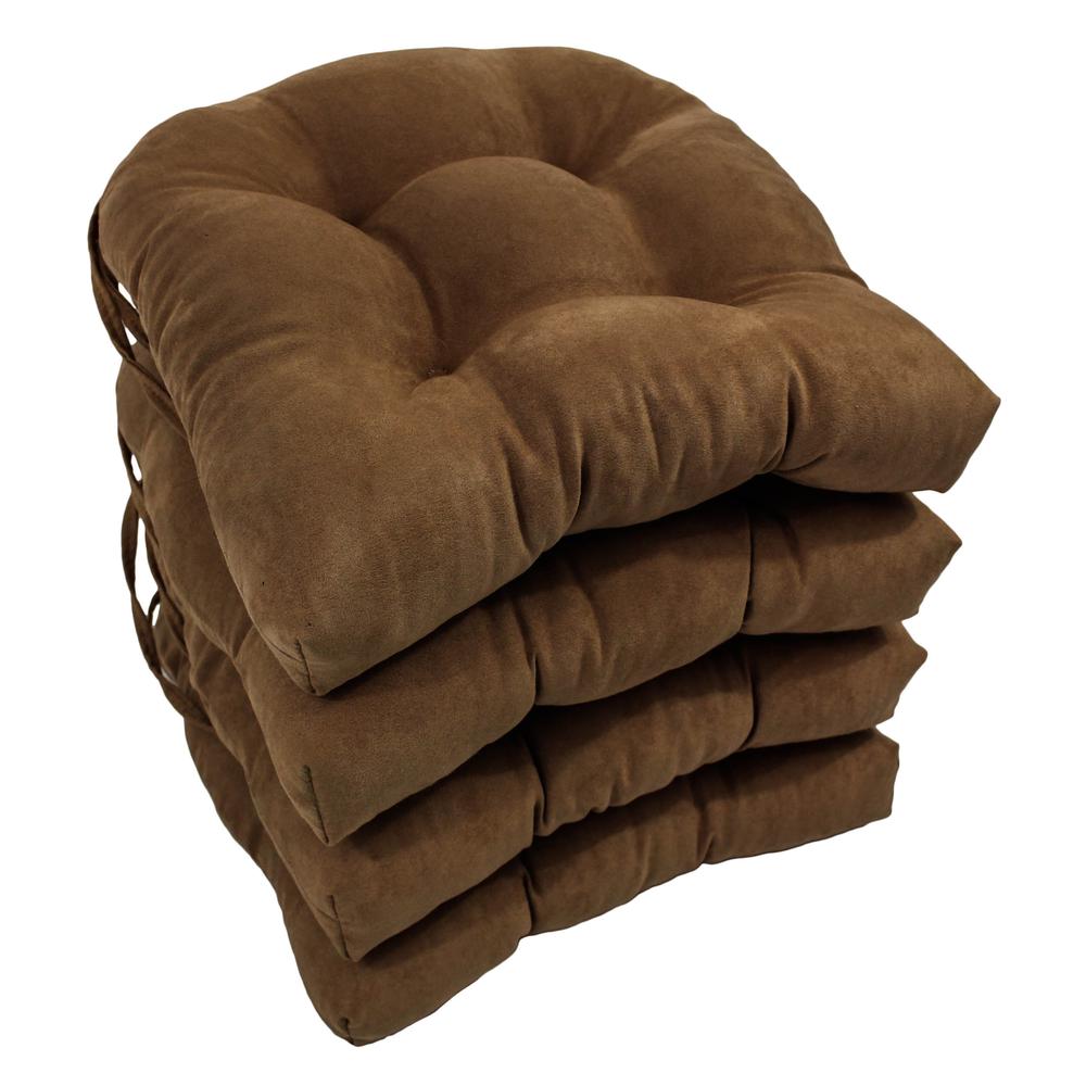 16-inch Solid Micro Suede U-shaped Tufted Chair Cushions (Set of 4). Picture 1