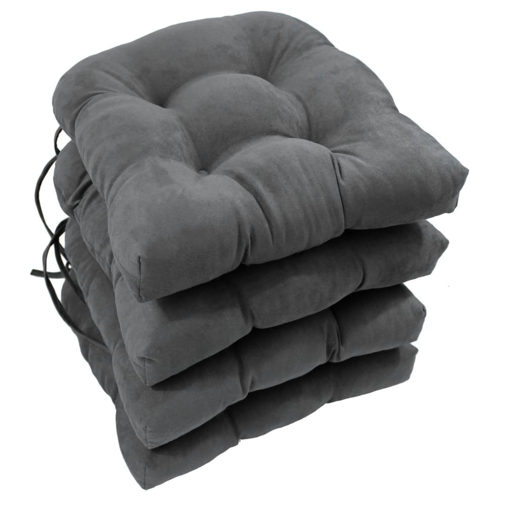 16-inch Solid Micro Suede U-shaped Tufted Chair Cushions (Set of 4). Picture 1