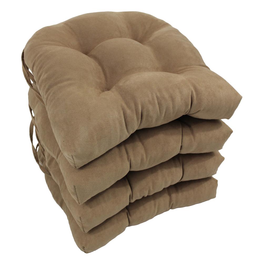16-inch Solid Micro Suede U-shaped Tufted Chair Cushions (Set of 4). Picture 1