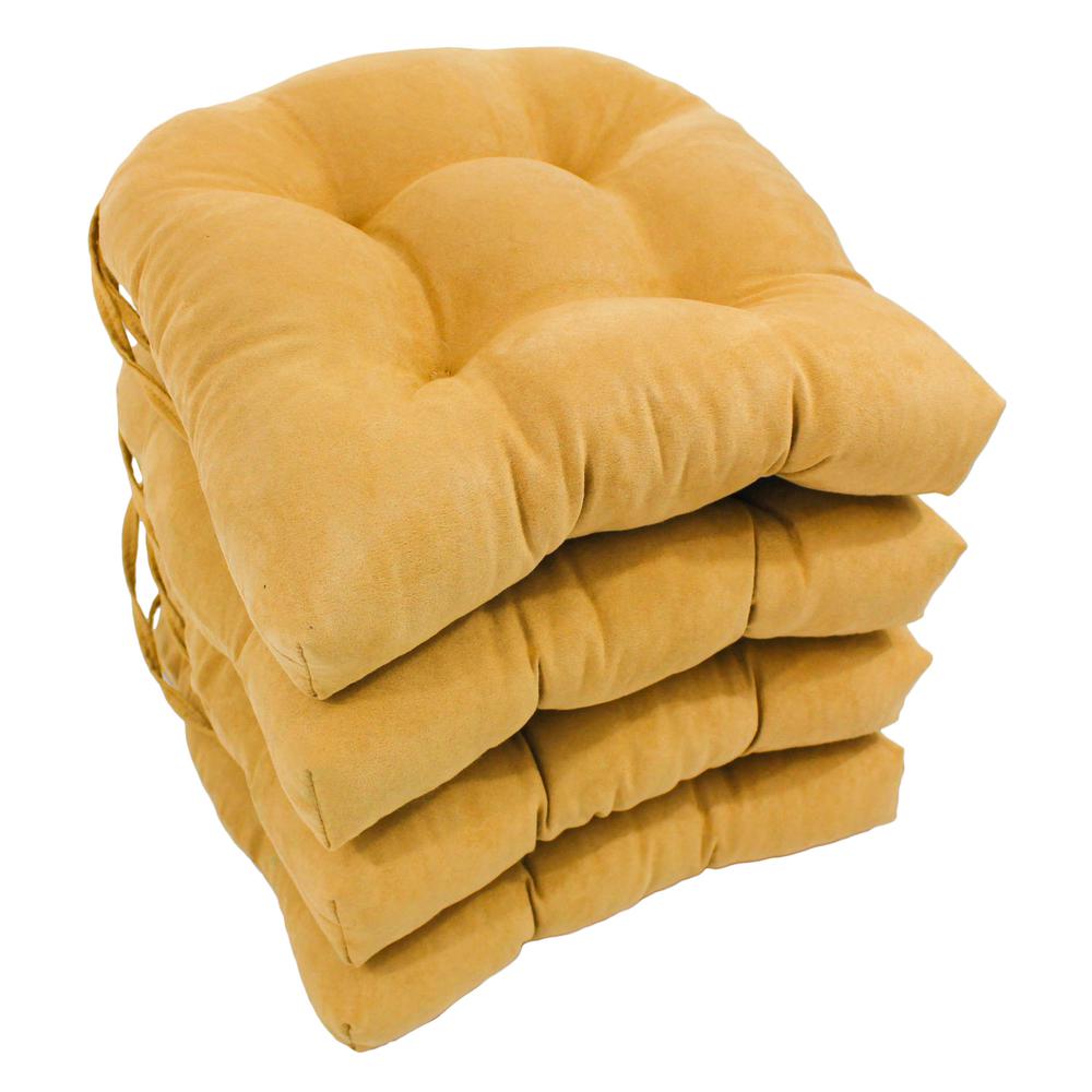 16-inch Solid Micro Suede U-shaped Tufted Chair Cushions (Set of 4). Picture 1