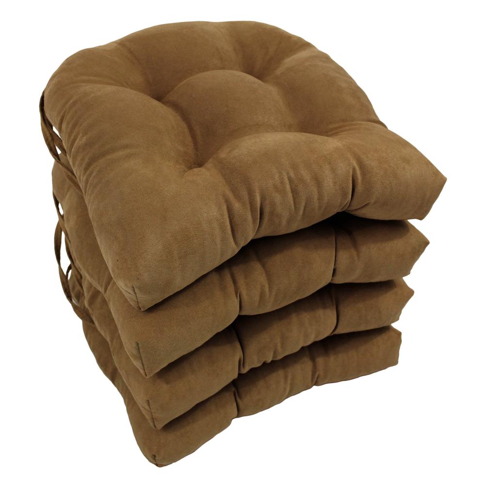 16-inch Solid Micro Suede U-shaped Tufted Chair Cushions (Set of 4). Picture 1