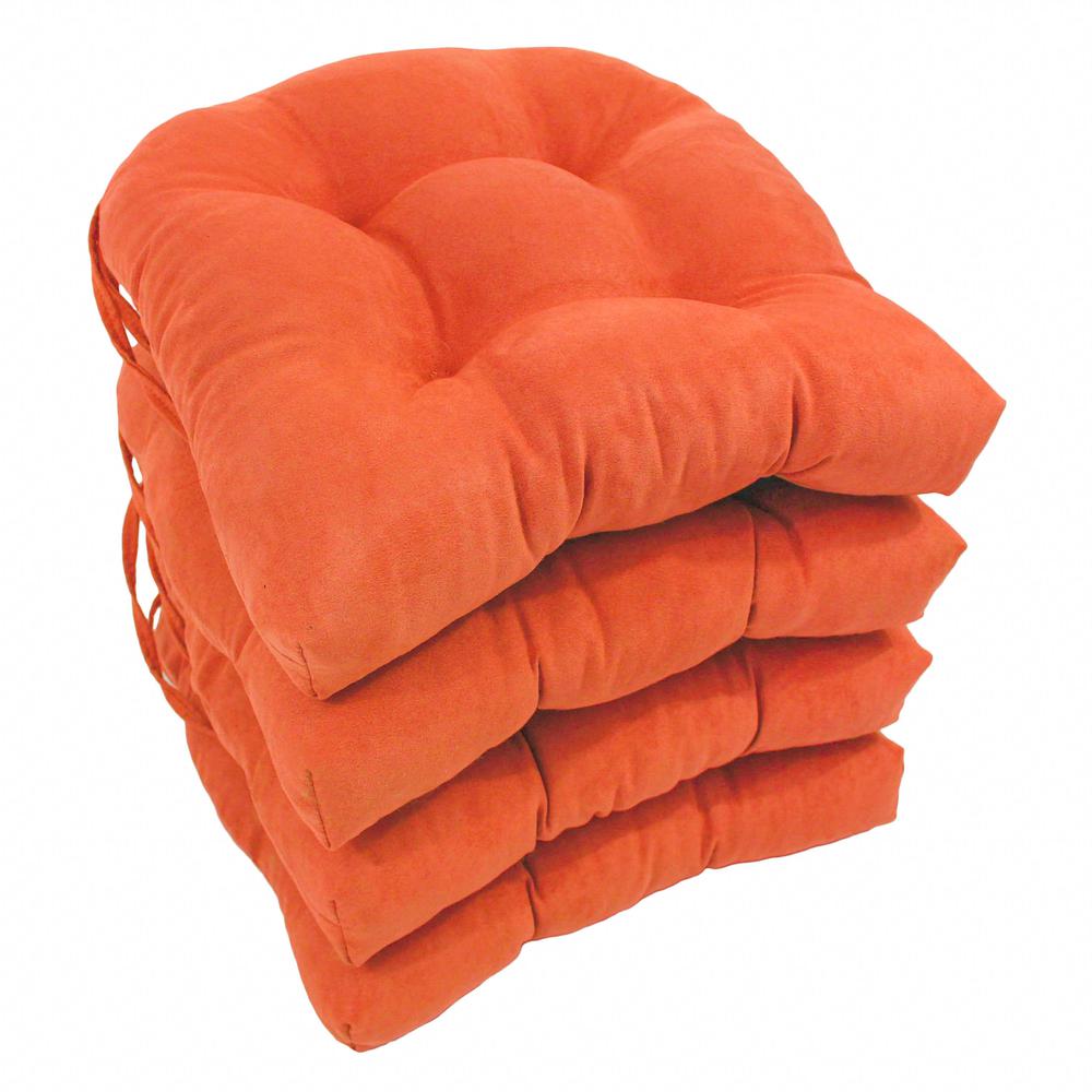 16-inch Solid Micro Suede U-shaped Tufted Chair Cushions (Set of 4). Picture 1