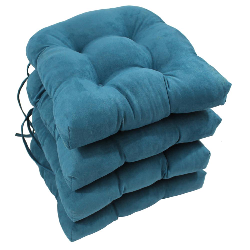 16-inch Solid Microsuede U-shaped Tufted Chair Cushions (Set of 4) 916X16US-T-4CH-MS-TL. Picture 1