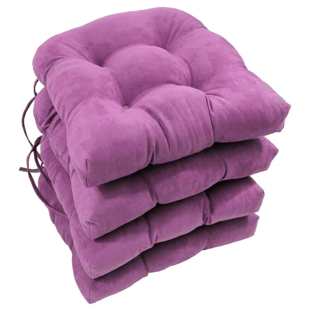 16-inch Solid Microsuede U-shaped Tufted Chair Cushions (Set of 4) 916X16US-T-4CH-MS-UV. Picture 1