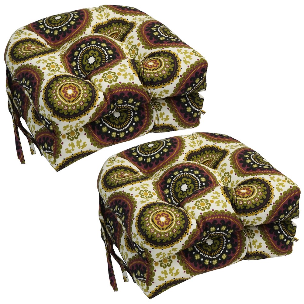 16-inch Spun Polyester Outdoor U-shaped Tufted Chair Cushions (Set of 4). Picture 1