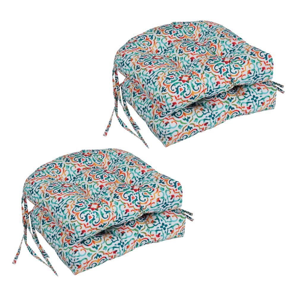 16-inch Spun Polyester Outdoor U-shaped Tufted Chair Cushion. Picture 1