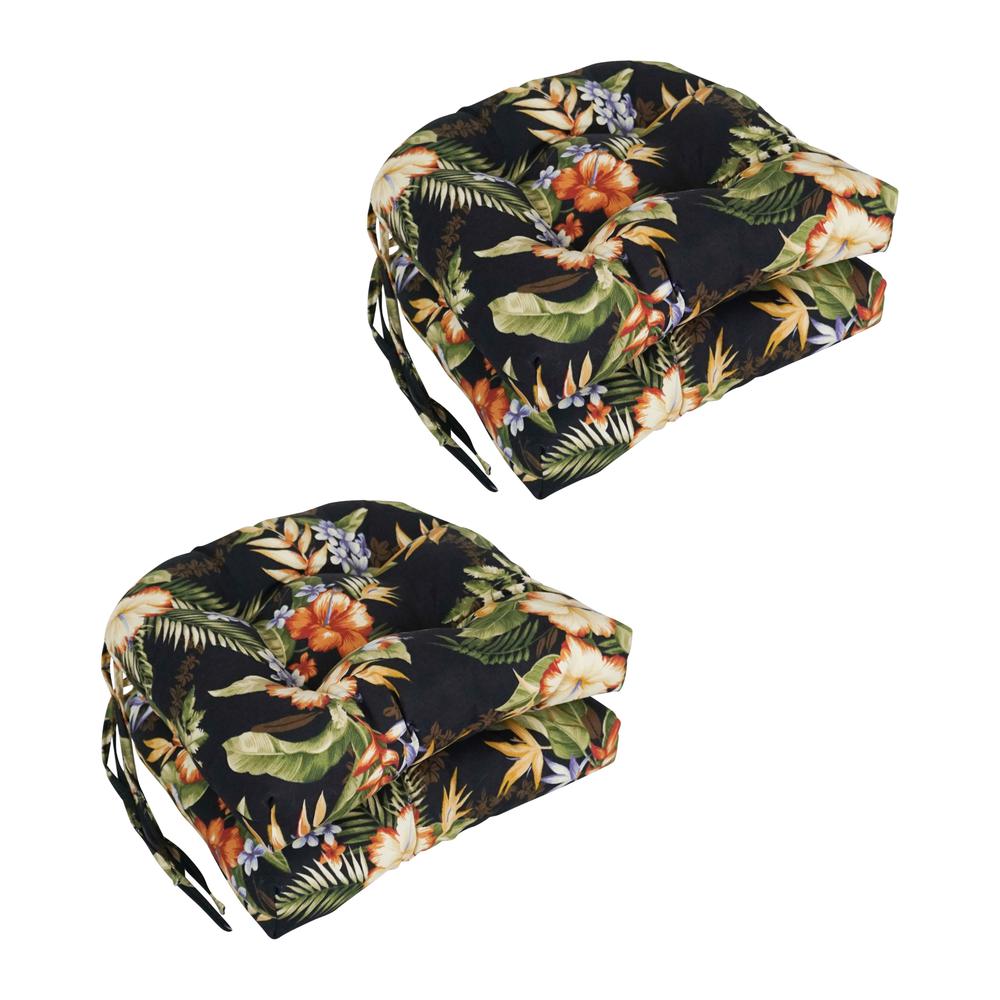 16-inch Spun Polyester Patterned Outdoor U-shaped Tufted Chair Cushion. Picture 1