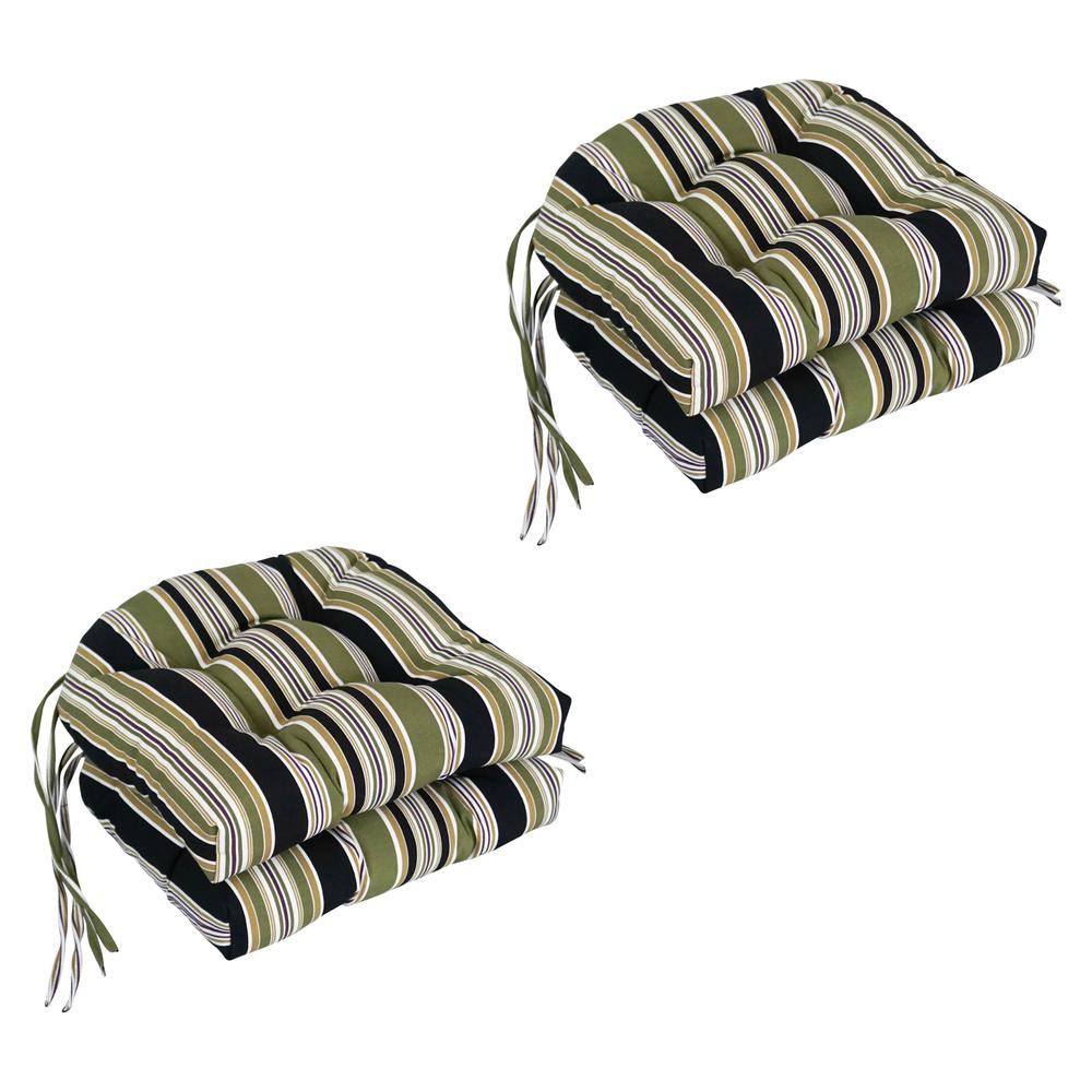 16-inch Spun Polyester Patterned Outdoor U-shaped Tufted Chair Cushion. Picture 1