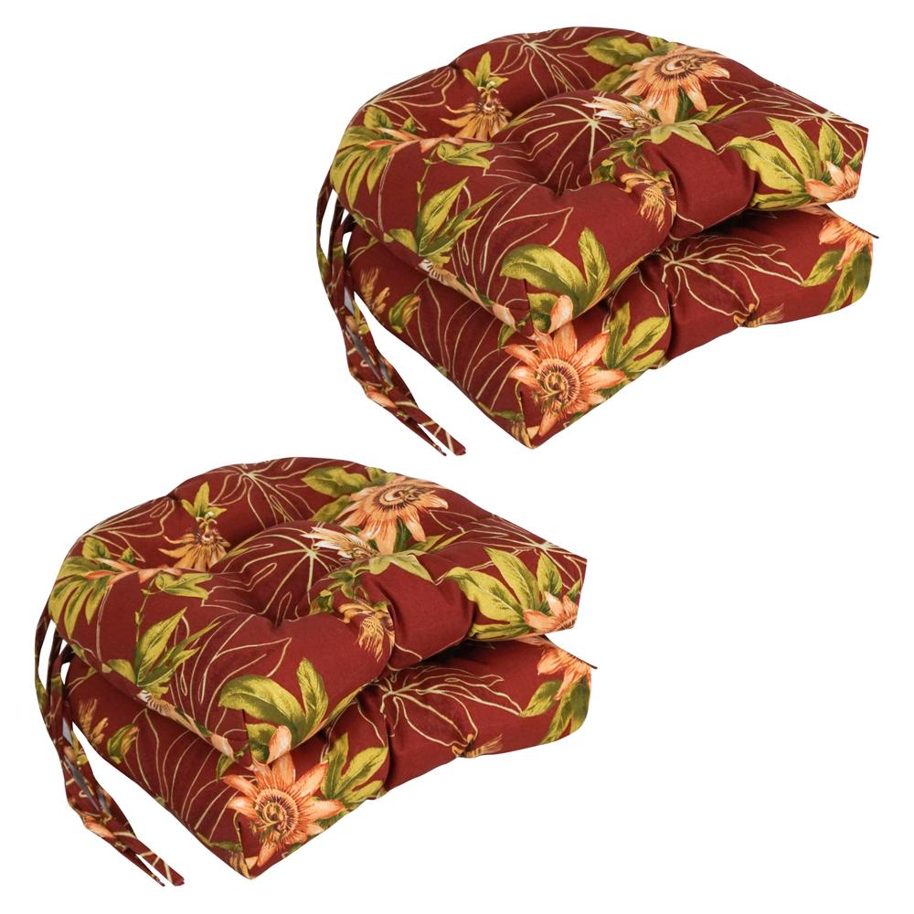 16-inch Spun Polyester Patterned Outdoor U-shaped Tufted Chair Cushion. Picture 1
