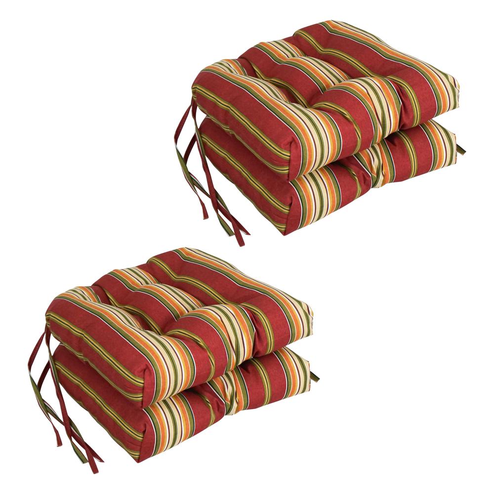 16-inch Spun Polyester Patterned Outdoor U-shaped Tufted Chair Cushion. Picture 1