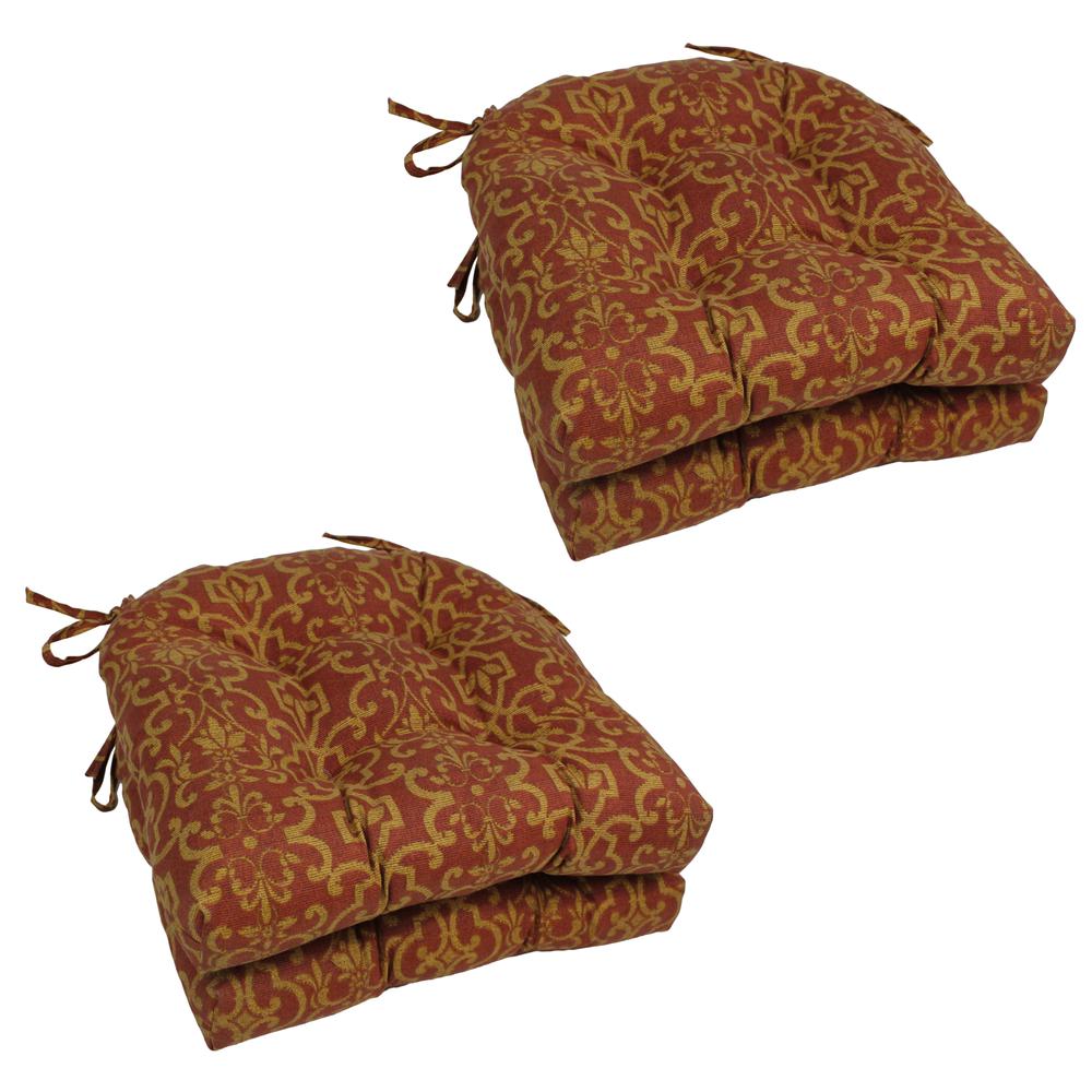 16-inch Outdoor Spun Polyester U-shaped Tufted Chair Cushions (Set of 4). Picture 1