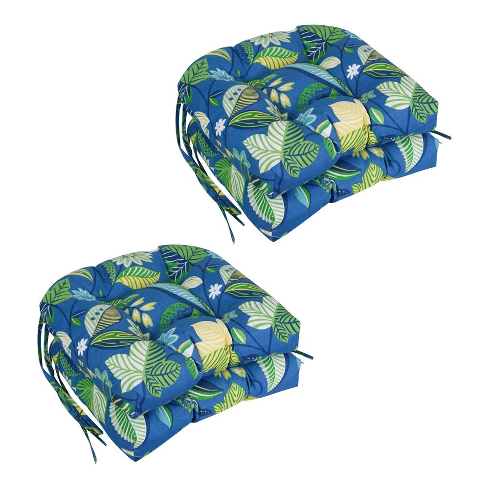 16-inch Spun Polyester Patterned Outdoor U-shaped Tufted Chair Cushion. Picture 1