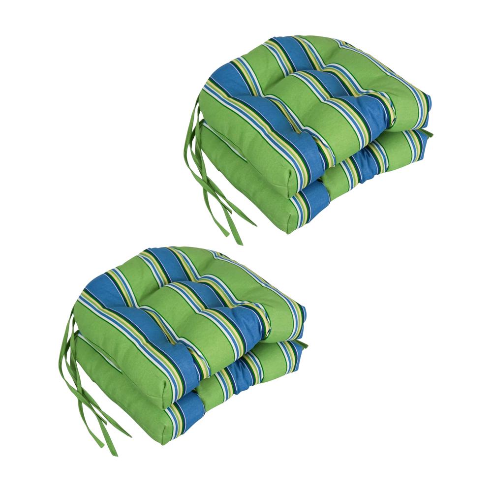 16-inch Spun Polyester Patterned Outdoor U-shaped Tufted Chair Cushion. Picture 1