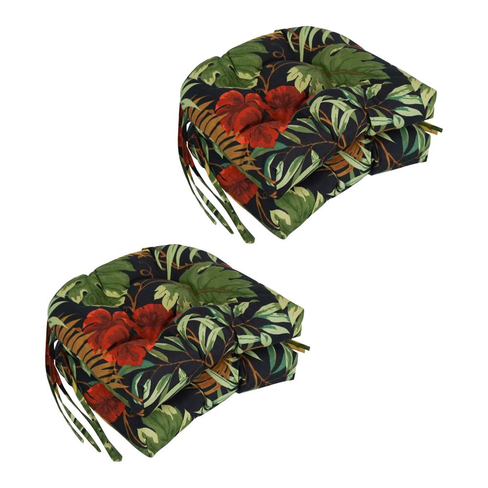 16-inch Outdoor Spun Polyester U-shaped Tufted Chair Cushions (Set of 4). Picture 1