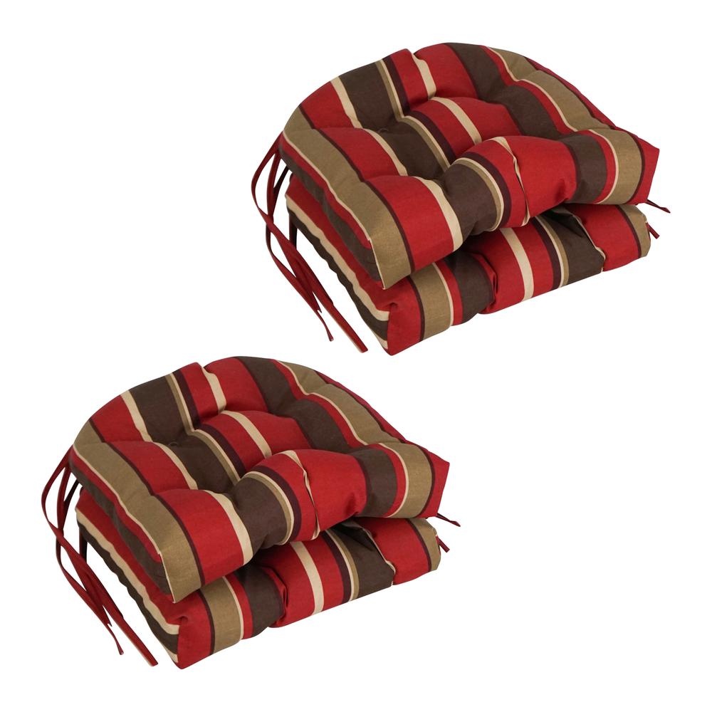 16-inch Spun Polyester Patterned Outdoor U-shaped Tufted Chair Cushion. Picture 1