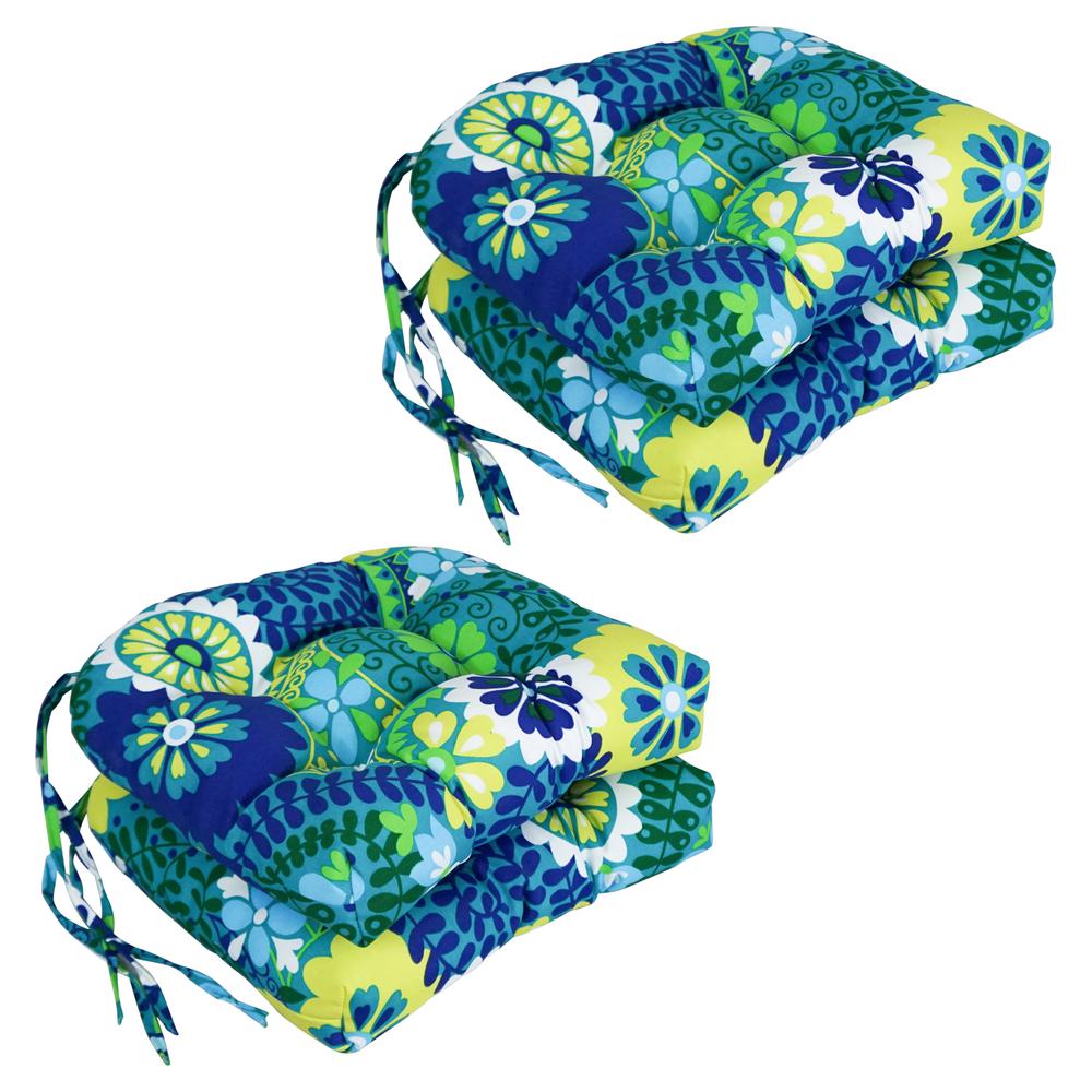 16-inch Spun Polyester Patterned Outdoor U-shaped Tufted Chair Cushion. Picture 1