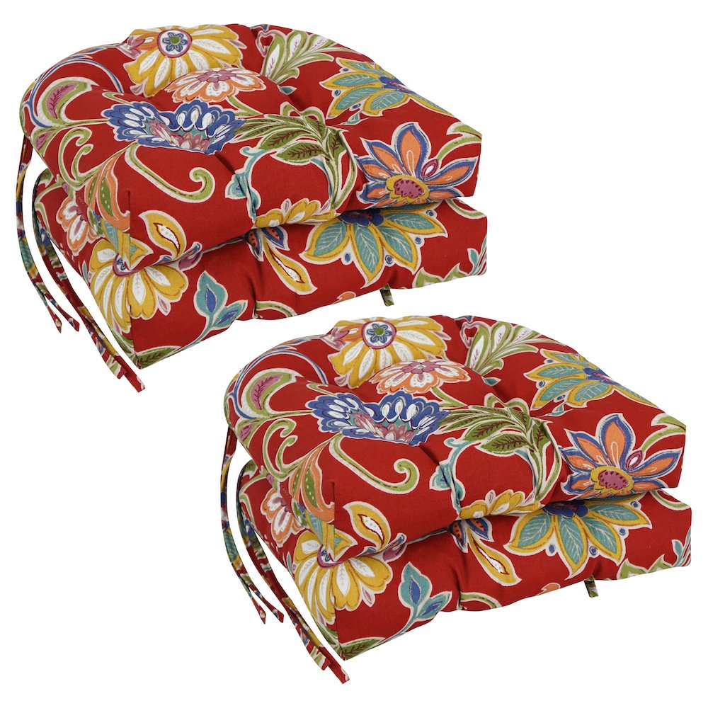 16-inch Polyester Patterned Outdoor U-shaped Chair Cushions (Set of 4). Picture 1