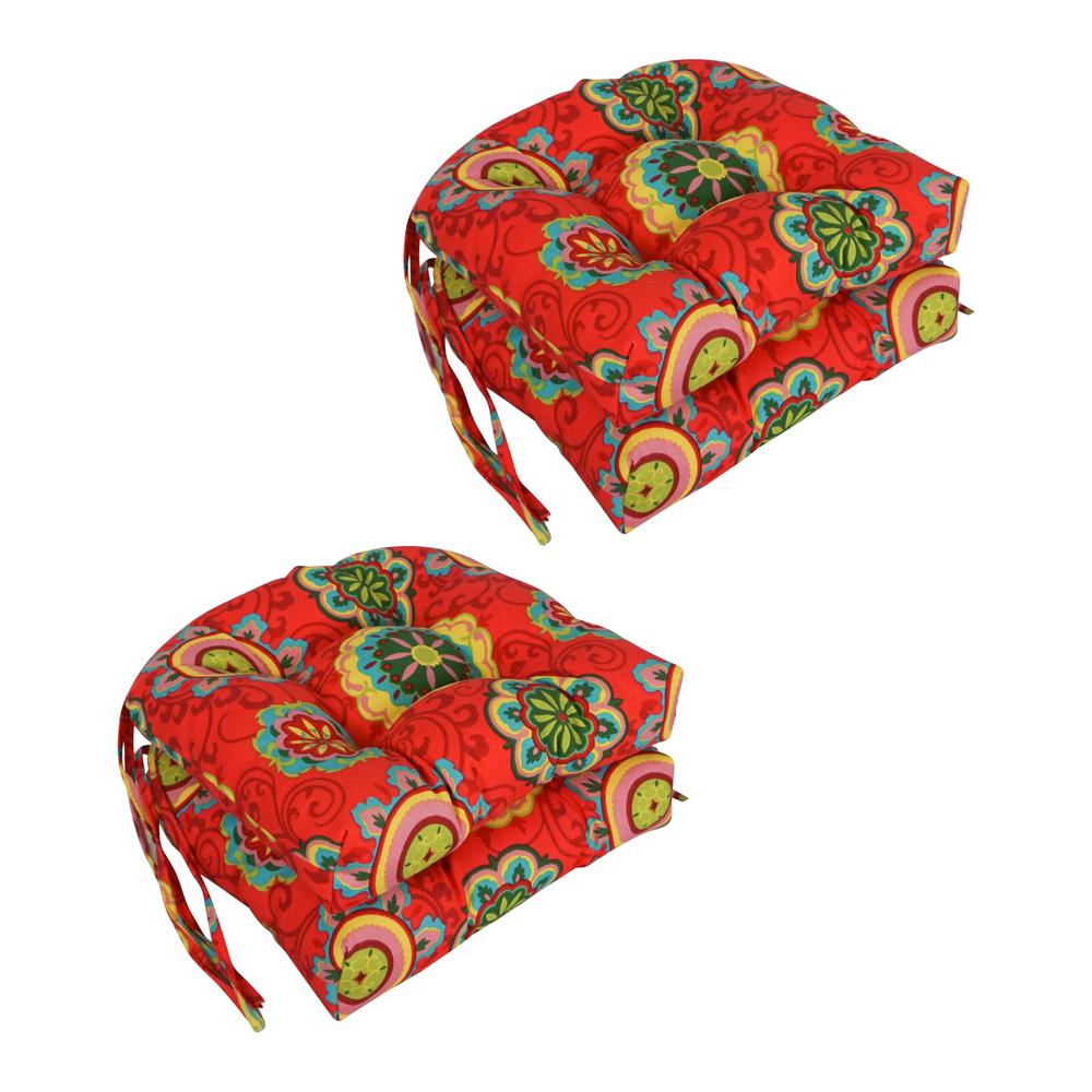 16-inch Outdoor Spun Polyester U-shaped Tufted Chair Cushions (Set of 4). Picture 1