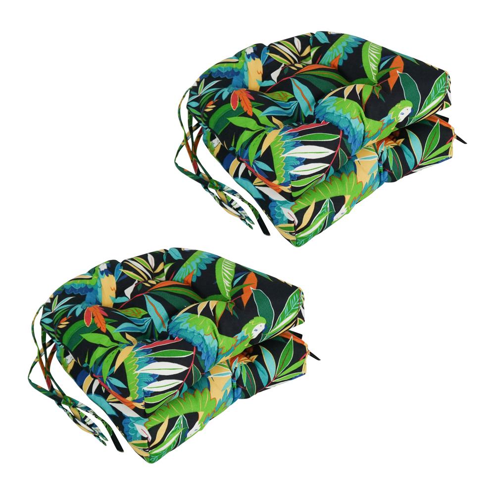 16-inch Outdoor Spun Polyester U-shaped Tufted Chair Cushions (Set of 4). Picture 1