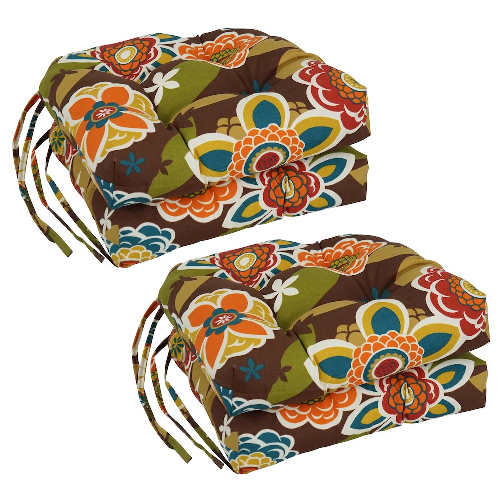 16-inch Polyester Patterned Outdoor U-shaped Chair Cushions (Set of 4). Picture 1