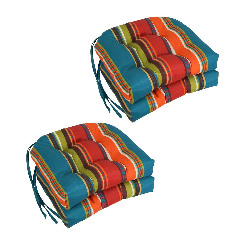 16-inch Outdoor Spun Polyester U-shaped Tufted Chair Cushions (Set of 4). Picture 1