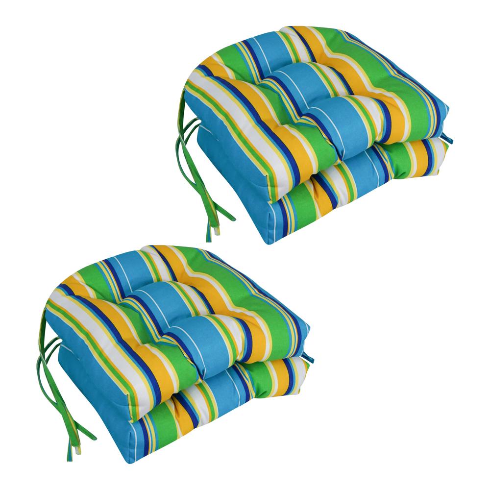 16-inch Spun Polyester Patterned Outdoor U-shaped Tufted Chair Cushion. Picture 1