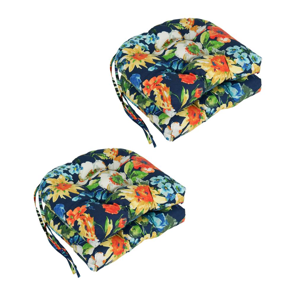 16-inch Spun Polyester Patterned Outdoor U-shaped Tufted Chair Cushion. Picture 1