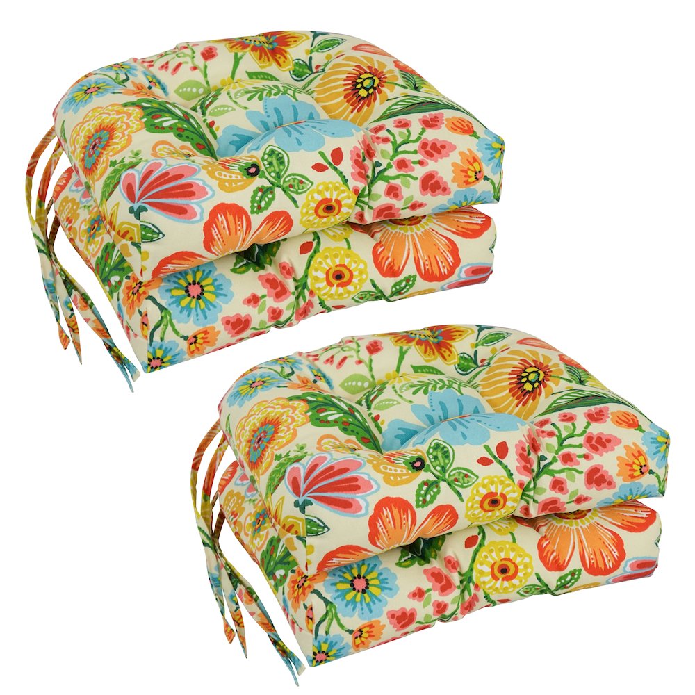 16-inch Polyester Patterned Outdoor U-shaped Chair Cushions (Set of 4). Picture 1