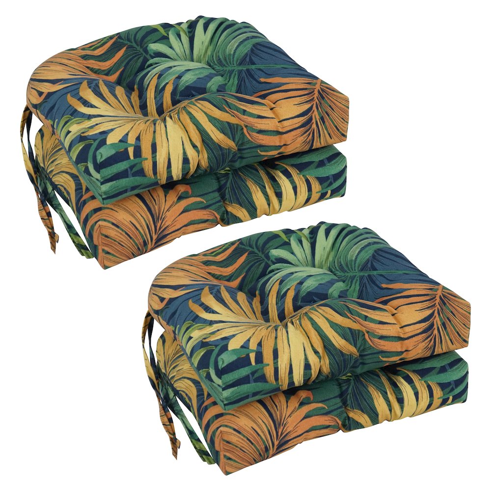 16-inch Polyester Patterned Outdoor U-shaped Chair Cushions (Set of 4). Picture 1
