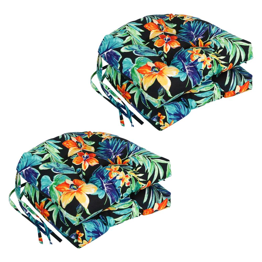 16-inch Spun Polyester Patterned Outdoor U-shaped Tufted Chair Cushion. Picture 1