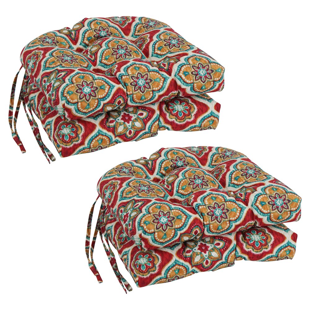 16-inch Polyester Patterned Outdoor U-shaped Chair Cushions (Set of 4). Picture 1