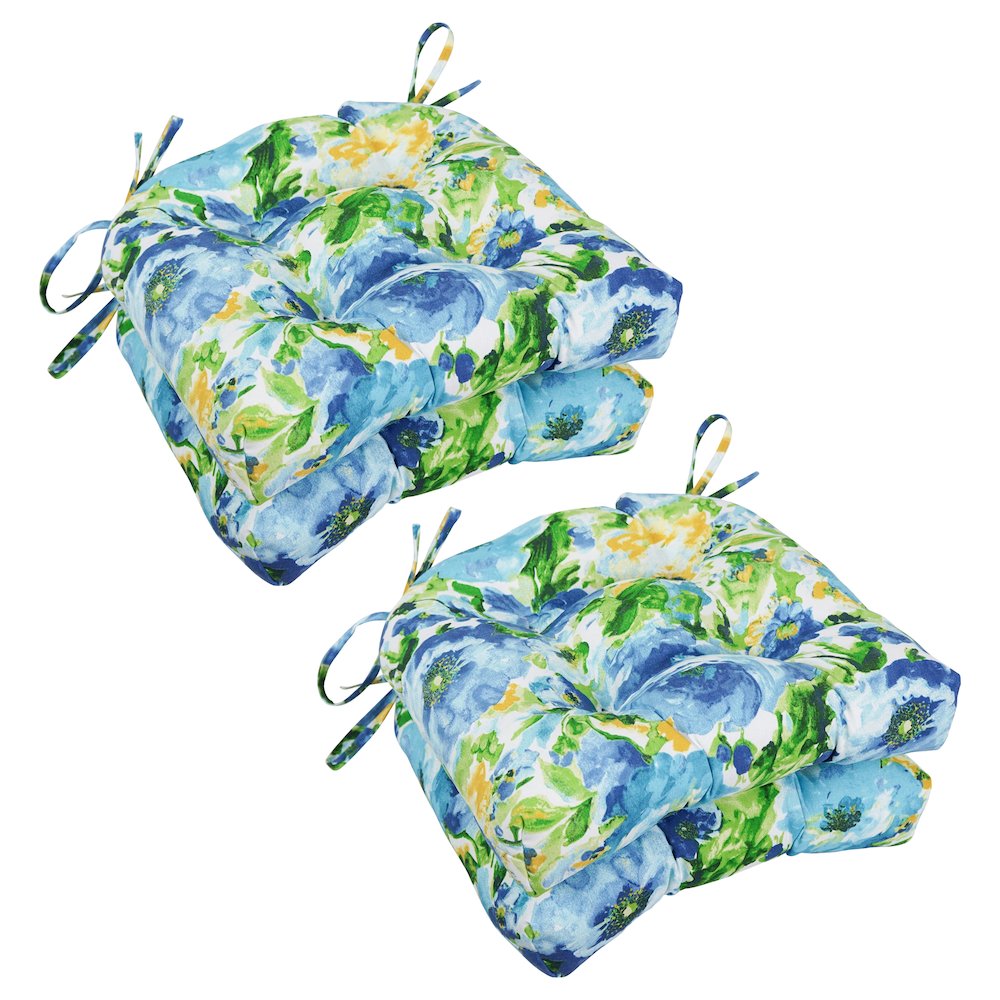 16-inch Polyester Patterned Outdoor U-shaped Chair Cushions (Set of 4). Picture 1