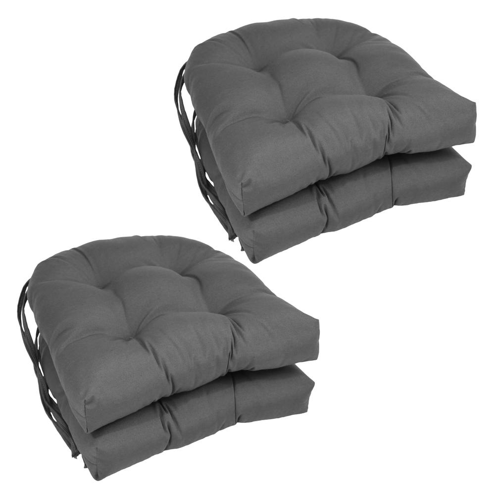 16-inch Solid Twill U-shaped Tufted Chair Cushions (Set of 4). Picture 1