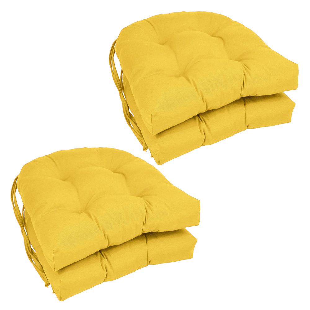 16-inch Solid Twill U-shaped Tufted Chair Cushions (Set of 4). Picture 1