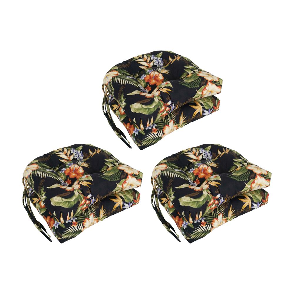 16-inch Spun Polyester Patterned Outdoor U-shaped Tufted Chair Cushion. Picture 1