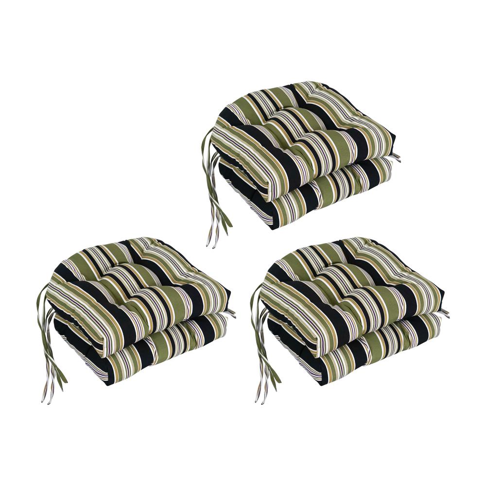 16-inch Spun Polyester Patterned Outdoor U-shaped Tufted Chair Cushion. Picture 1