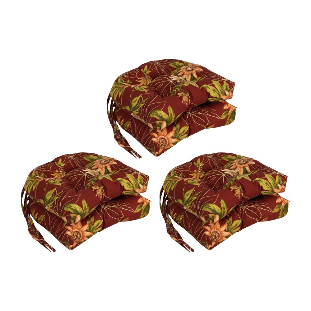 16-inch Spun Polyester Patterned Outdoor U-shaped Tufted Chair Cushion. Picture 1